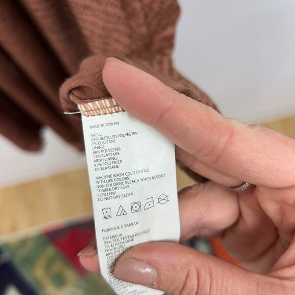 Prana Neutral Brown Racerback Cut Out Asymmetrical Midi Saxon Dress Large Sporty - Picture 8 of 8